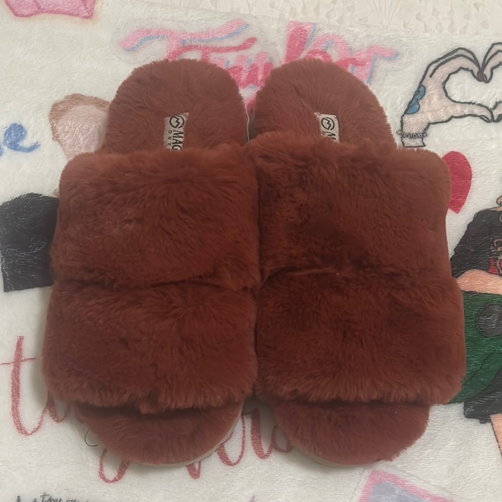 Brown Fuzzy Slippers